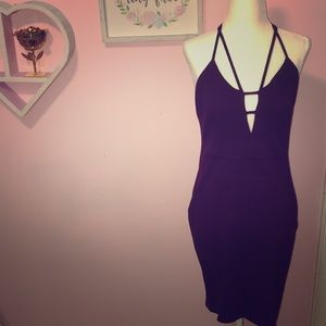 Hanover purple crisscross back body con dress S